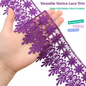 IDONGCAI 5 Yards Venise Lace Trim – Wide Embroidered Ribbon for Dresses, Pillows, Curtains, Table Decor & DIY Home Projects handmade craft ornament