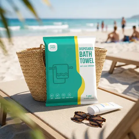 Disposable Rayon-Cotton Bath Towels 10-Piece Set - 10 Pcs Compressed 70*140cm, Thick Absorbent Quick-Dry, Individually Wrapped Multifunctional Towels for Adult Travel, Gym, Bath Must Haves