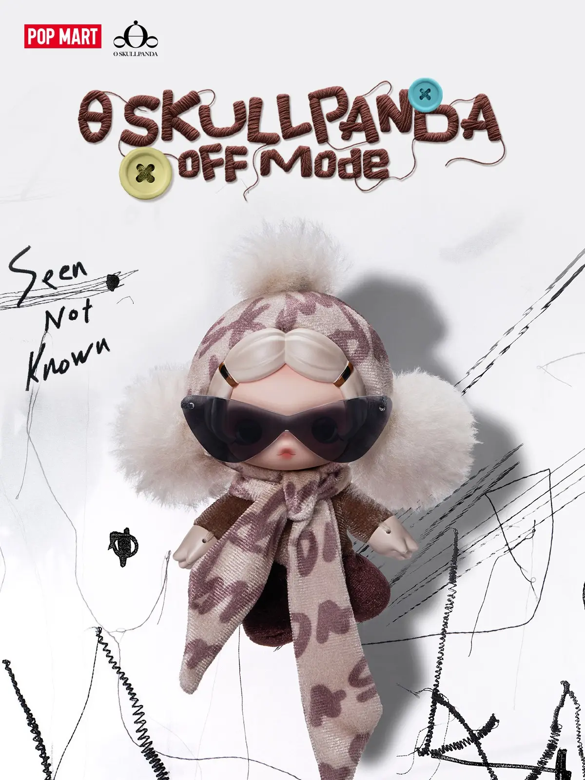 POP MART SKULLPANDA PFF Mode Series Plush Doll Pendant keychain