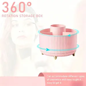 Vertical dressing table, dormitory decoration, plastic shelf for cosmetics and skincare products, desktop storage box, can rotate 360°.