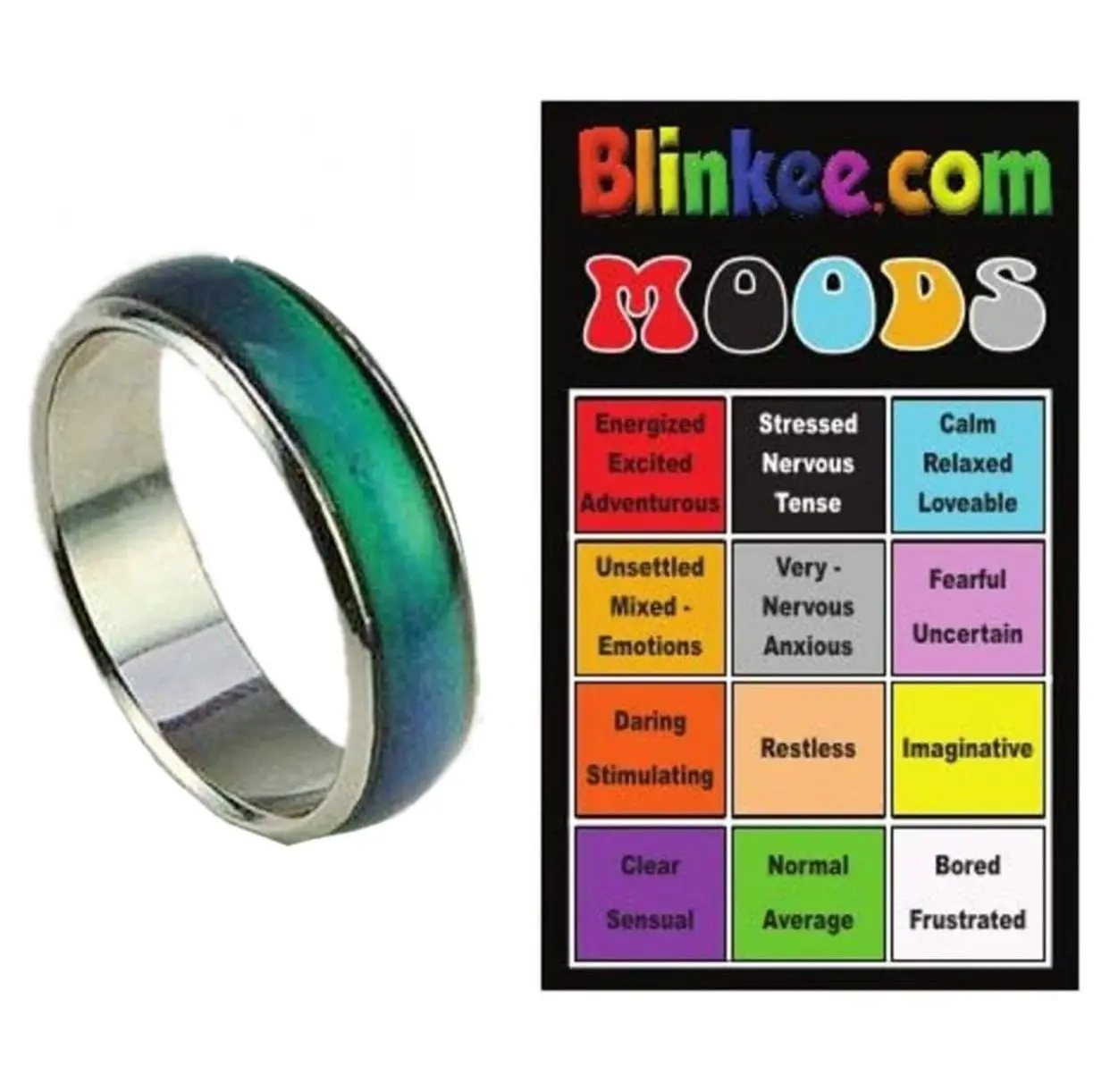212 MAIN Unisex Metal Multi-Color Mood Ring - One Size Emotional Accessory, Includes Color Chart, Almost Free Emotional Gift for Swimming, Daily Use