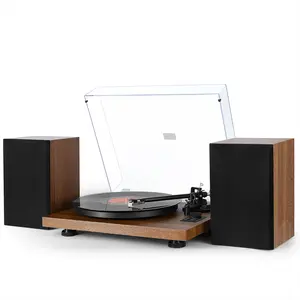 1 BY ONE Bluetooth Turntable HiFi System with 36 Watt Bookshelf Speakers, Patend Designed Vinyl Record Player with Magnetic Cartridge, Bluetooth Playback and Auto Off