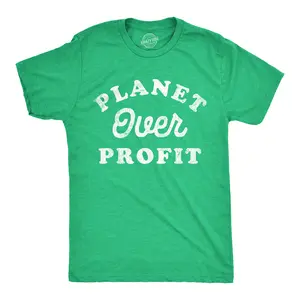 Mens Planet Over Profit Funny T Shirts Earth Day Graphic Tee for Men Mens Funny T Shirts Cool Vintage Fashion T-Shirt Gift Classic Menswear Funny Environmental Short Sleeve Novelty Tees for Guys Green -