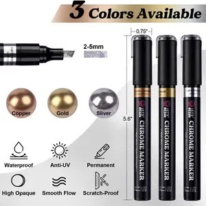 LET'S RESIN Liquid Mirror Chrome Metallic Markers, Reflective Gloss, 2-5mm Large Application Area, 3-Color Art Tools/Supplies for Resin Art, DIY Craft LET'S RESIN Liquid Mirror Chrome Metallic Markers, Reflective Gloss, 2-5mm Large Application Area, 3-Color Art Tools/Supplies for Resin Art, DIY Craft
