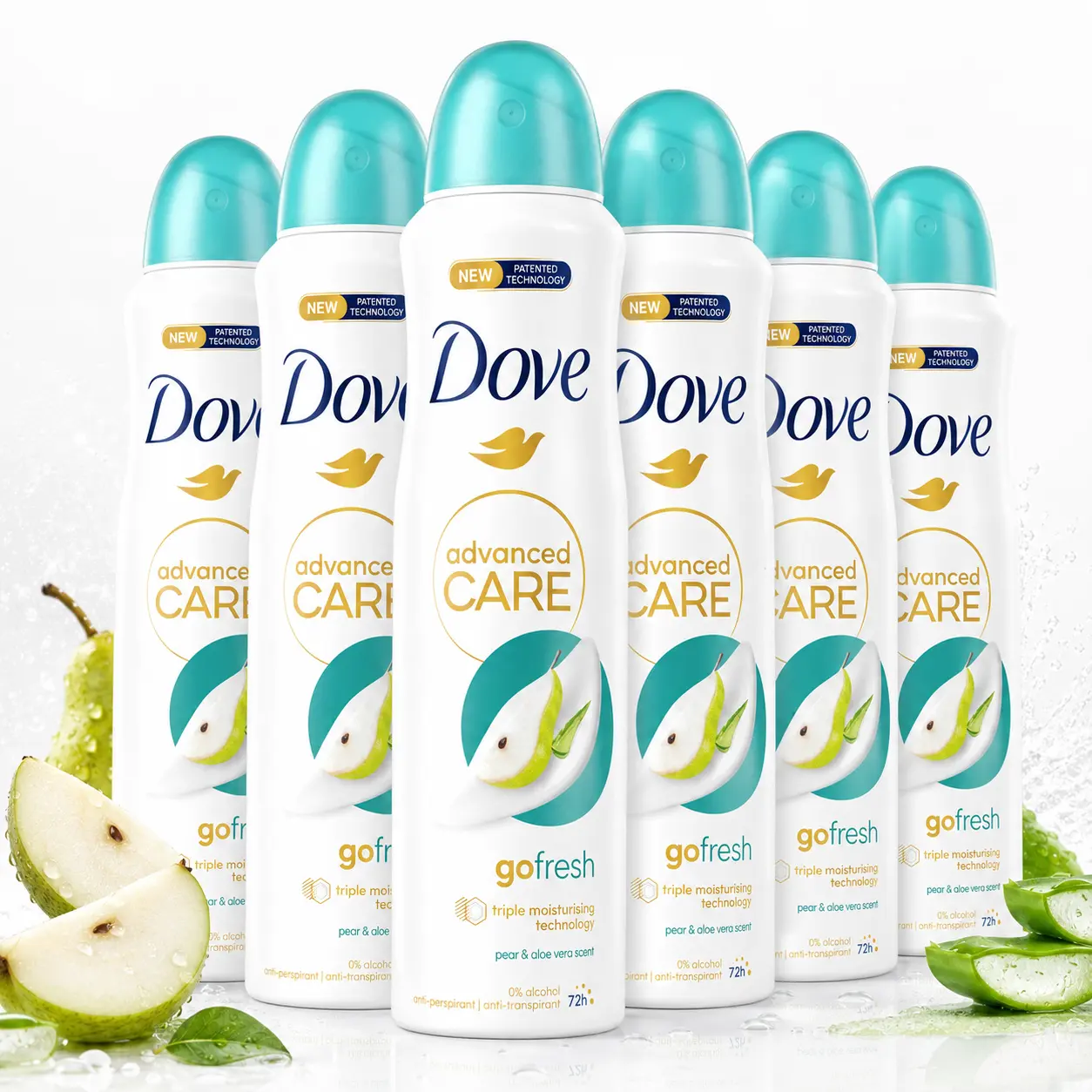 Dove Women’s Go Fresh Pear & Aloe Deodorant Value Bundle (5oz/150ml) 72HR Protection 1/4 Moisturizing Cream Scented Antiperspirant Spray, Advanced Care with Pro-Ceramide Technology, Sensitive Skin, Body Care, Refreshing Alcohol Free for Women, Underarm Ca