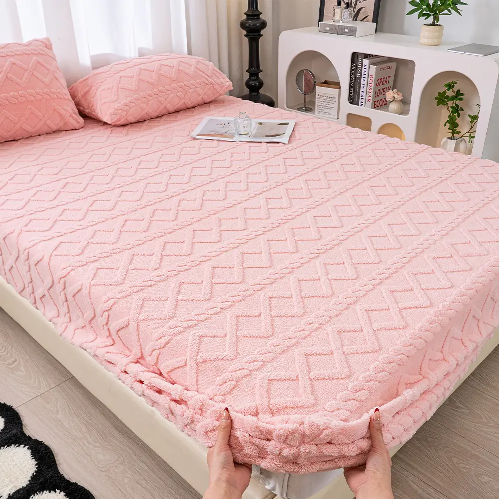 Slumber Sherpa Fitted Sheet 3-Pieces, Ultra Soft Velvet Bed Sheets, Thick Plush Fleece Bedding, Deep Pocket Fitted Sheet Queen Size, Warm Cozy Mattress Cover with Pillowcases