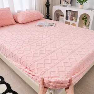 3-Piece Premium Taffeta Velvet Bed Sheets Set - Fitted Sheet & Pillowcases, Cloud-Like Soft, Fluffy Surface, Deep Pockets, Non-Slip Full Elastic Design, Shrink & Fade Resistant Luxury Bedding for Home & Hotel outdoorfun