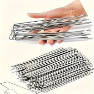 30 Pack U-Shaped Thickened Zinc Steel Garden Spikes, Multipurpose Landscape Ground Spikes, Easy to Install, Used to Secure Weed Barrier Fabric, Irrigation Fences, Outdoor Holiday Lights, Agricultural Tarps, Garden Pipe Fixing Wire Mesh Spikes