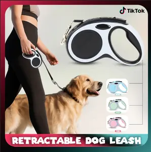 360° Tangle-Free Retractable Dog Leash, 16ft Strong Nylon Tape with 1-Hand Brake Lock, Anti-Pull Smooth Retraction for Small to Medium Dogs & Cats, One-Hand Brake