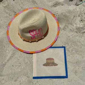 Brimmed for Summer Needlepoint Canvas – Straw Hat Needlepoint – 18 Mesh Canvas – Lake & Beach Summer Stitch – Canvas Only