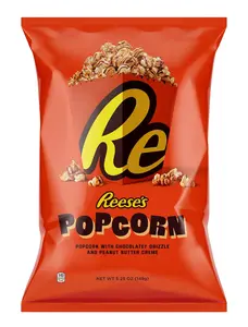 Reese's Popcorn, 5.25oz Grocery Sized Bag, Popcorn Drizzled in Reese's Peanut Butter and Chocolate, Ready to Eat, Savory Snack, Sweet and Salty