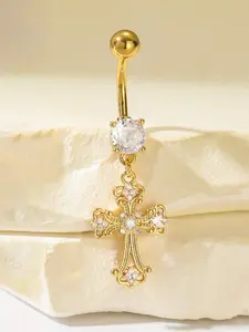 Elegant Cross Zircon Navel Ring, Body Piercing Jewelry, Unisex Daily Wear, Sexy Butterfly Pattern, Copper Material, All Seasons, Not Plated with Precious Metal, Body Jewellery