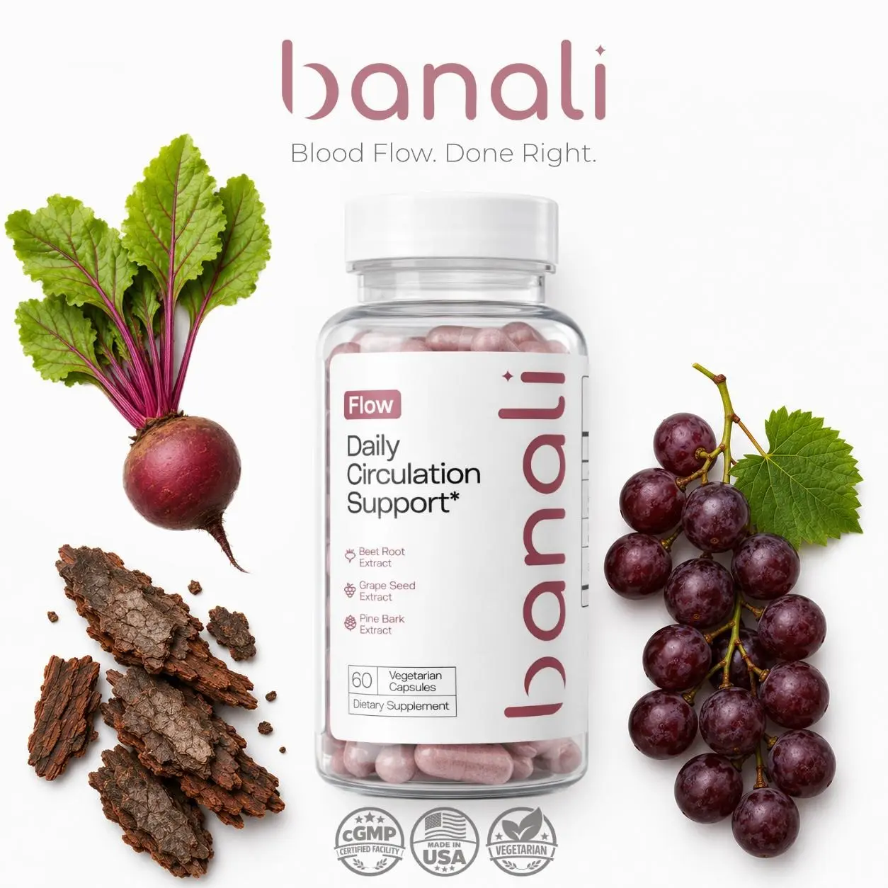 Banali Flow | Daily Circulation Support | 60 Capsules | Travel & Desk Routine