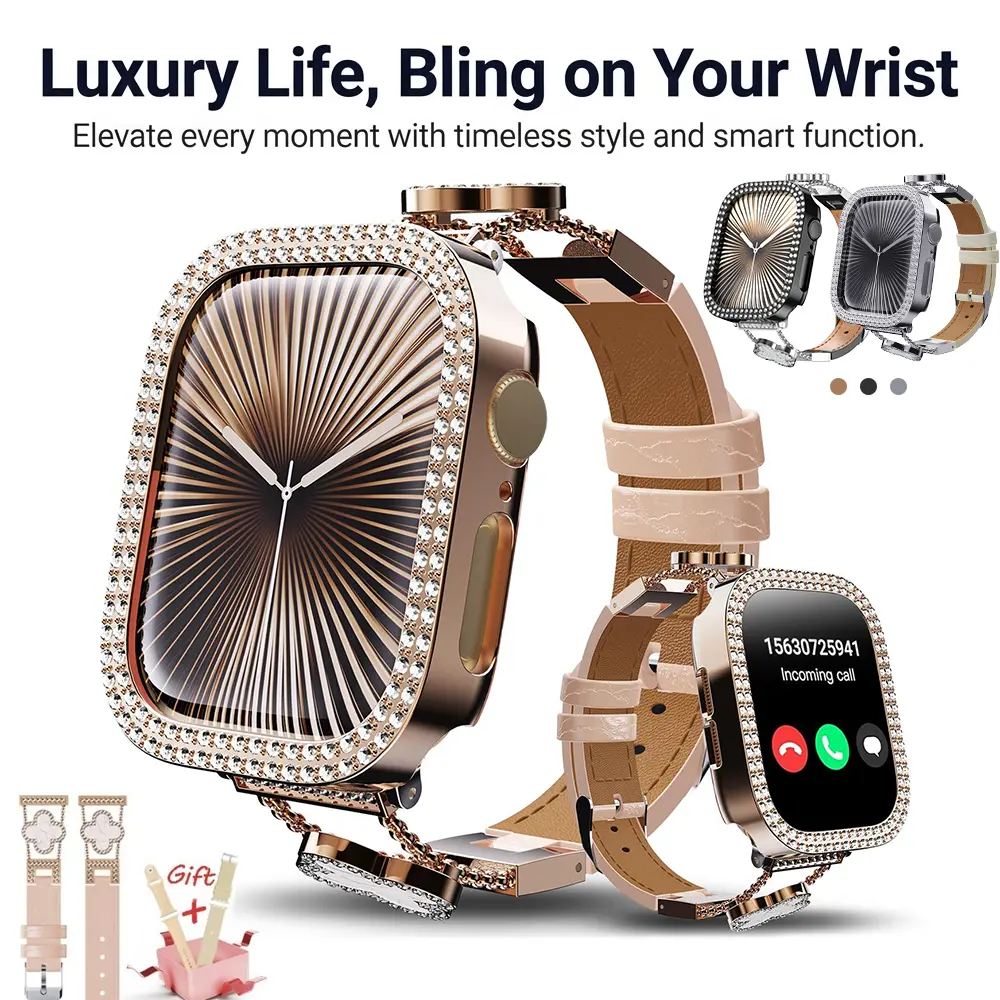 Smart Watch for Women (Make/Answer Calls), 2.02" HD Touch Screen Smartwatch for iPhone Android, IP67 Waterproof Fitness Tracker with Heart Rate Sleep Monitor, 100+ Sports Modes, with 3 Bands