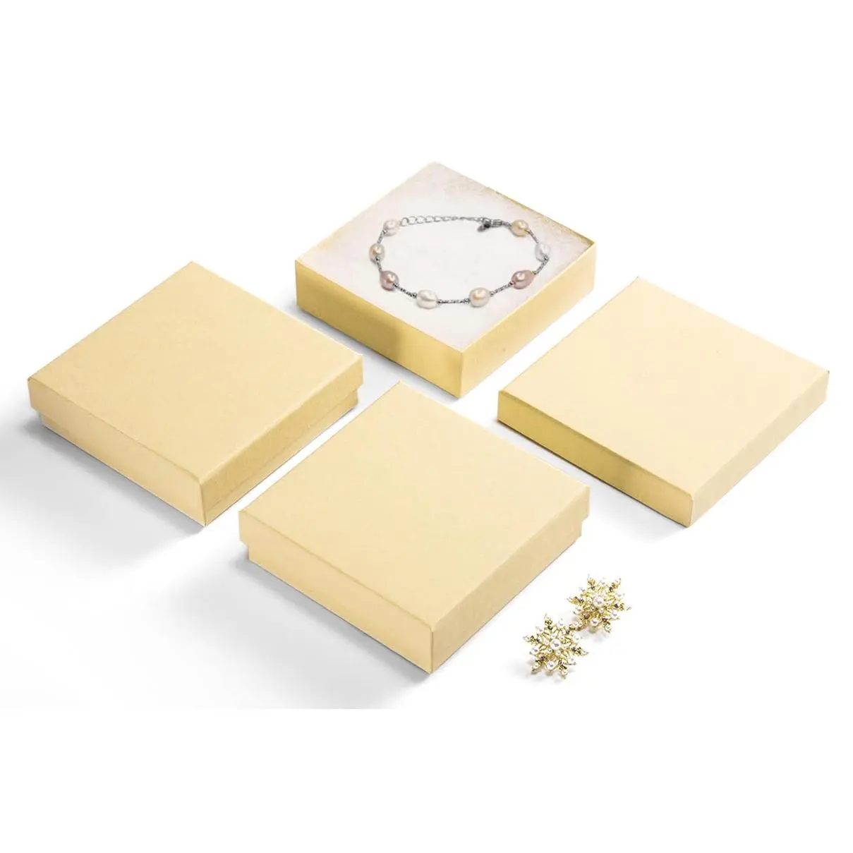 MESHA Jewelry Gift Boxes 3.5X3.5X1 Matte Brown 20 Pcs Cotton Filled Lids | Cardboard Box,Bulk Shipping Packaging for Small Business,Festive Day,Necklace Earring Bracelet Ring,Kraft Square Cases