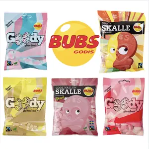 Bubs 5 Pack Bundle Sweet & Sour Swedish Candy Snack 90g Bags Classic Flavor Treats