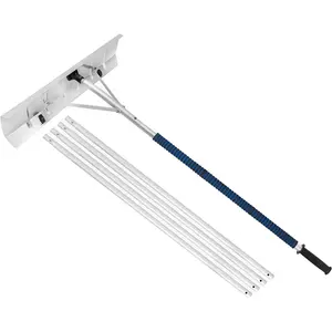 Snow Rake with 26inch Wide Blades and Wheels, 20-Foot Telescopic Roof Shovel Aluminum Snow Removal Tool, Non-Slip Handle, Winter Roof Snow Rake for Snow Removal, Truck and Van Snow Removal, Leaves
