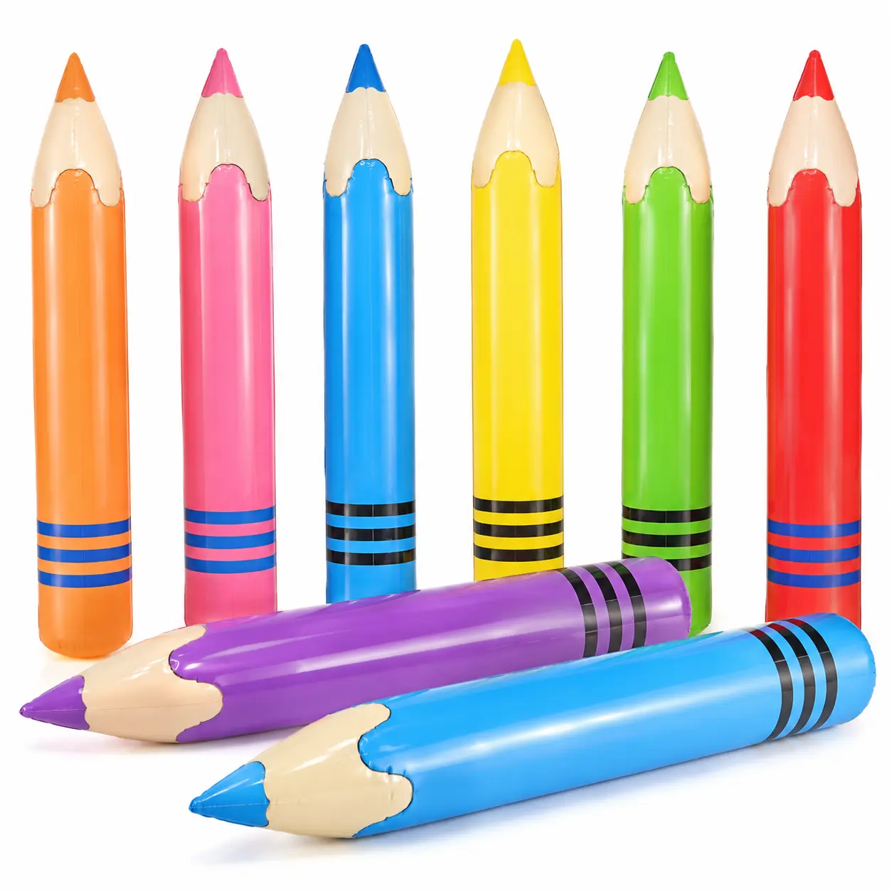 Giant Multicolor PVC Inflatable Pencil Balloon Set - Hanging Decorative Prop for Back to School Classroom Welcome, First Day Party Supplies