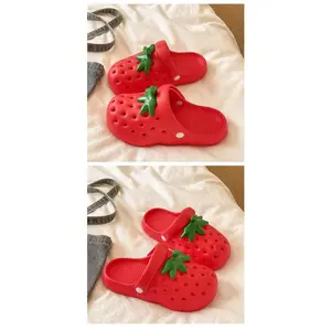 Cute Strawberry Women's Clogs 2026 New Summer Outdoor Beach EVA Soft Sole Non Slip Closed Toe Sandal Slippers