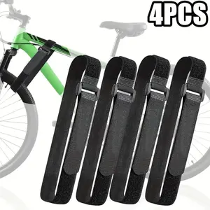 20244pcs Heavy Duty Bike Rack Straps with Adjustable Lengths & Non-Slip Locking System - Wheel Stabilizer for Bicycle Transport, Bike Rack Camping, Yoga Mats, Sport Bottles - Secure Anti-Spin Straps with Hook & Loop Closure, Multi-Purpose Use (Indoor/) -