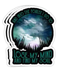 Into the Forest I Go Sticker – Nature Hiking Soul Seeker Quote Vinyl Decal for Outdoor Lovers 72Q, Car Windows