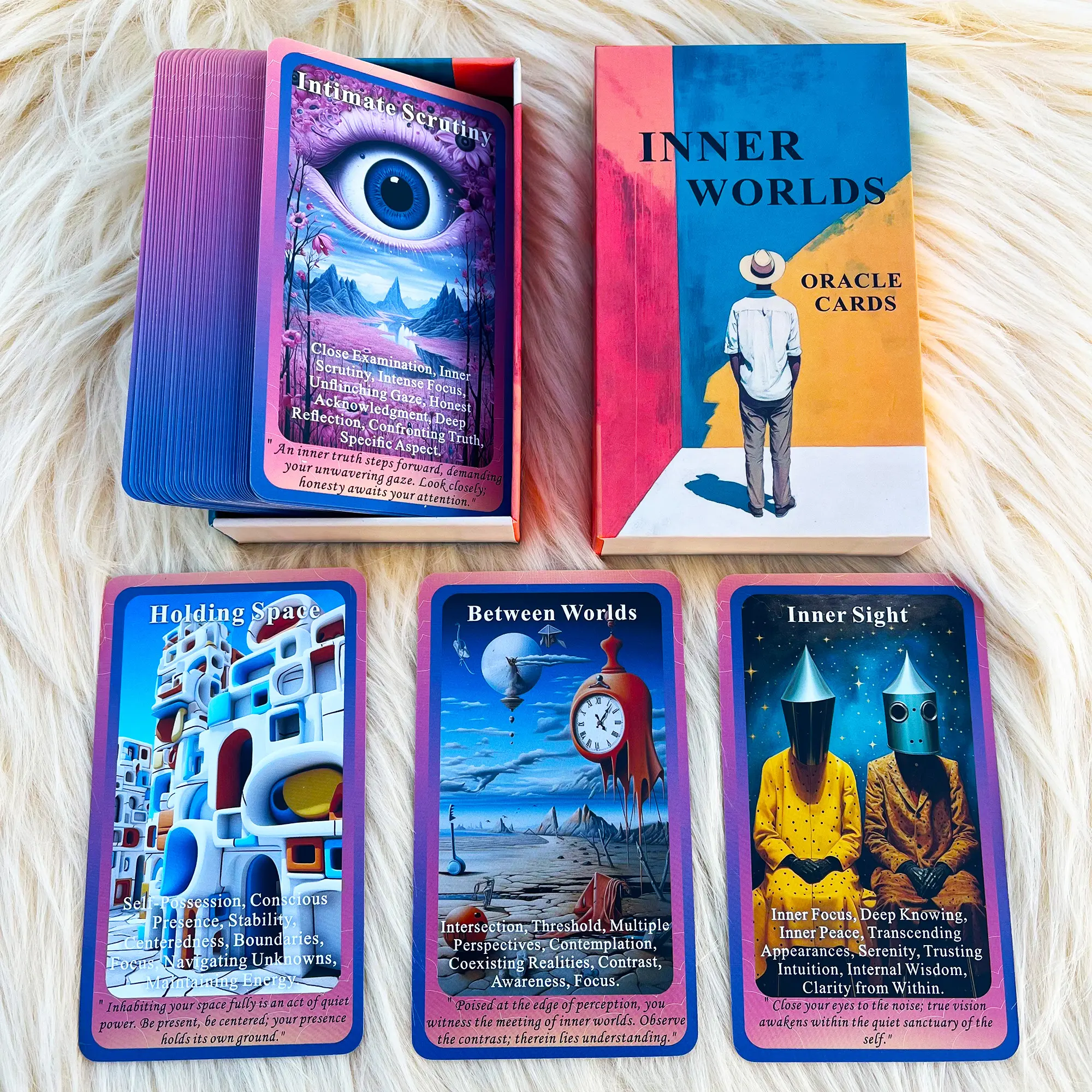 Inner World Oracle Cards, Beginner Level, 50 Emotion Oracle Cards, Self-Cognition, Intuition Guidance, Explore Inner Universe, Visual Stimulation Cards, Cards Games