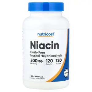 Nutricost Niacin, Flush-Free, 500 mg, 120 Capsules