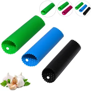 Garlic Peeler Skin Remover Roller Keeper,Easy Quick to Peeled Garlic Cloves with Silicone Tube Roller Garlic Peeling Kitchen Tool(3 Colors) Utensils Blue Black Green