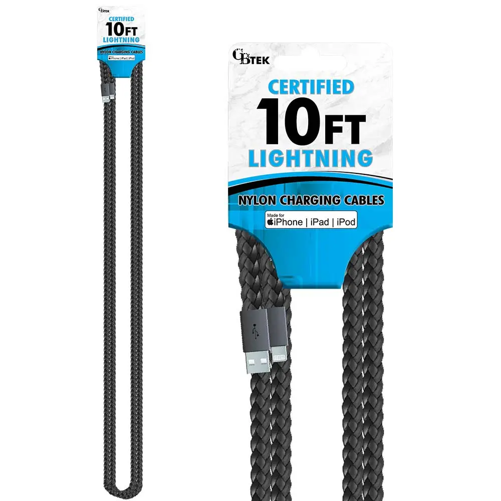 CBTEK MFi Lightning to USB-A Charging Cable – 10 ft