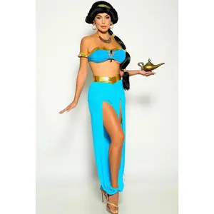 Gold Turquoise Embellished Rhinestone 4 Piece Princess Jas Costume