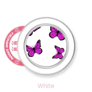 abbyrose Magenta Butterflies Phone Grip with magnet Clear White