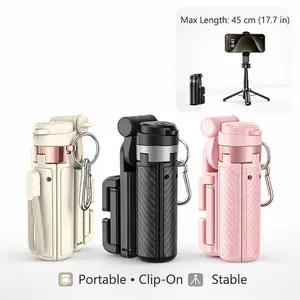 Mini Portable 4-in-1 Selfie Stick Stand with Detachable Magnetic Bluetooth Remote, 360° Rotating Extendable Phone Holder for iPhone & Android