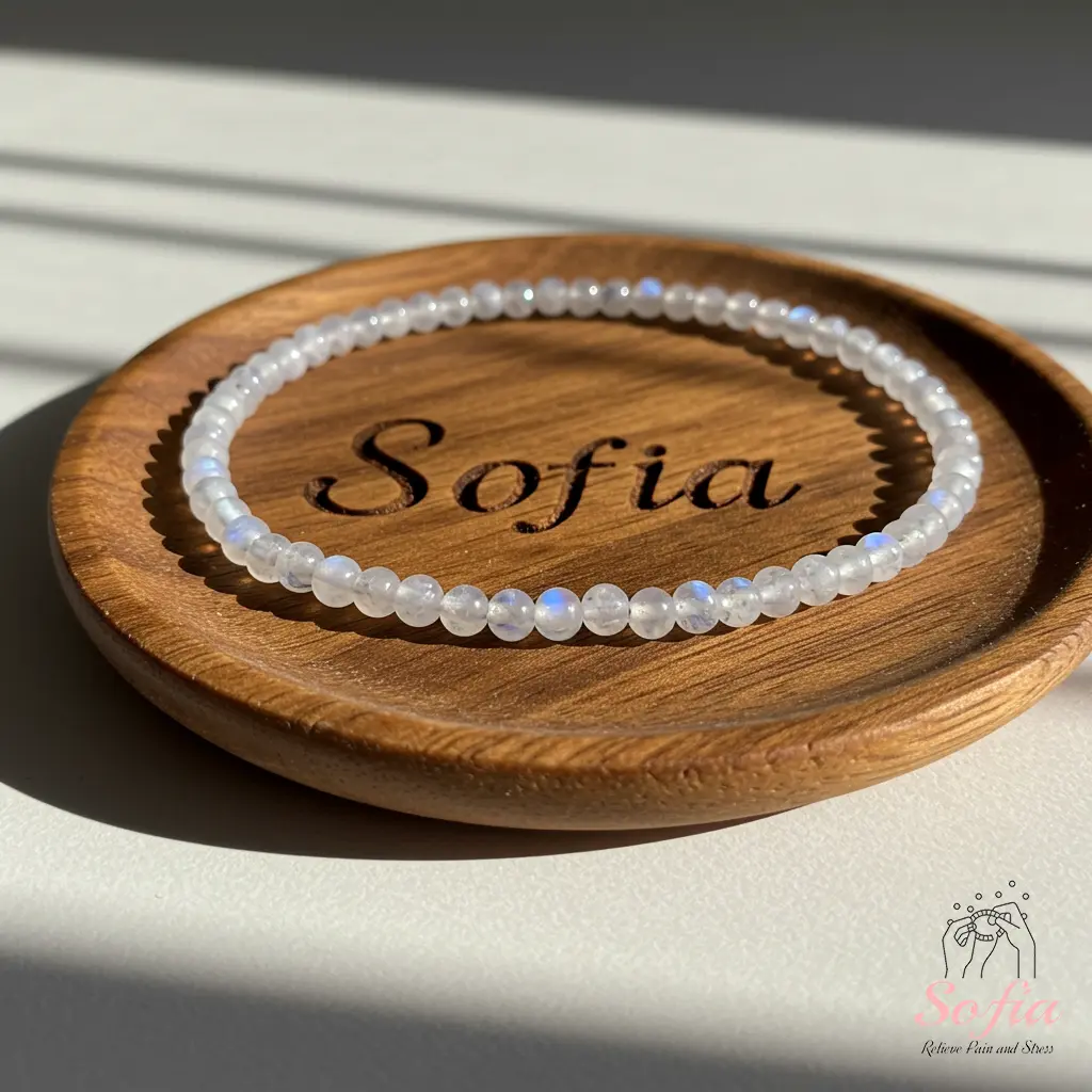 SofiaDesignsBoutique Boho Chic Moonstone Bracelet for Women, 4mm Dainty Beaded Gemstone Jewelry, Handmade Elastic Stretch Band for Daily Wear, Beading, Female