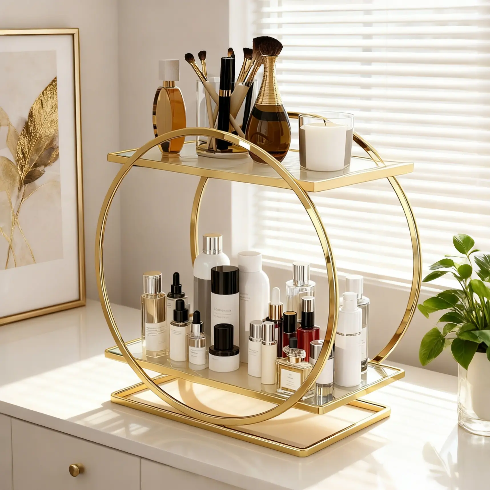 1 pc, Multilayer Storage, Cosmetics Organizer, Cosmetic Organizers, Dressing table storage rack, skincare, perfume, Beauty Supplies Organizer, Metal Multi-Function Countertop Stand, Bedroom and bathroom storage shelves, holiday gifts