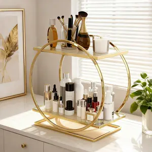 1 pc, Multilayer Storage, Cosmetics Organizer, Dressing table storage rack, skincare, perfume, lipstick organizer, Beauty Supplies Organizer, Metal Multi-Function Countertop Stand, Bedroom and bathroom storage shelves, holiday gifts