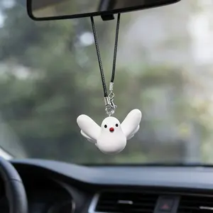 New Fun Peace Dove Car Rearview Mirror Hanging Ornament, Cute Pigeon Car Decor, Unique Interior Decoration Accessory Black Ice Scented car decor cute car decor, Car Interior Decorative, Accessories For Car Car Decals