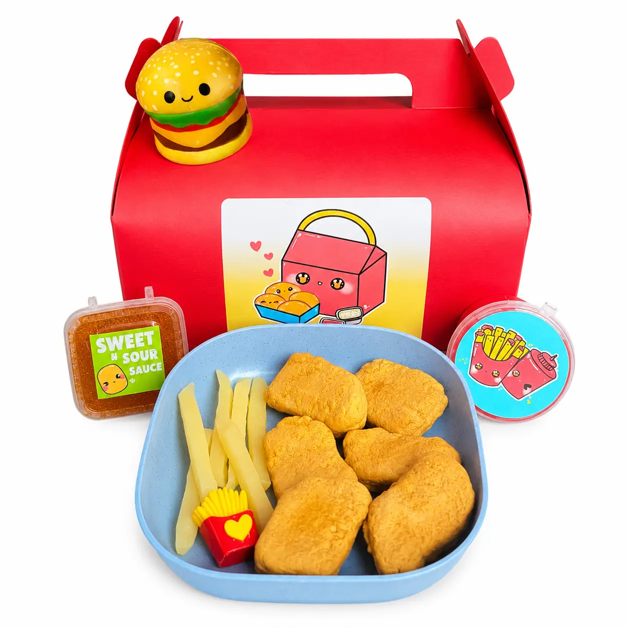 Chicken Nugget Slime Kit – DIY Fast Food Slime Set with Clay Nuggets, Sauce Slimes & Fry Charms