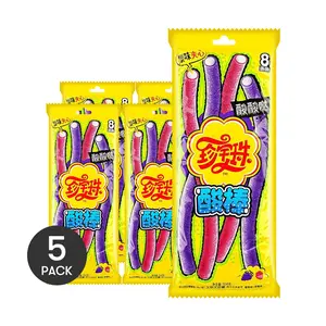 5 Packs CHUPA CHUPS Sour Gusher Candy - Strawberry & Grape Flavor, 8 Sticks per Pack  | Sweet & Sour Treats | Nostalgic Childhood Snack
