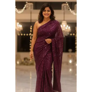 Georgette  saree with beautiful sequin all over