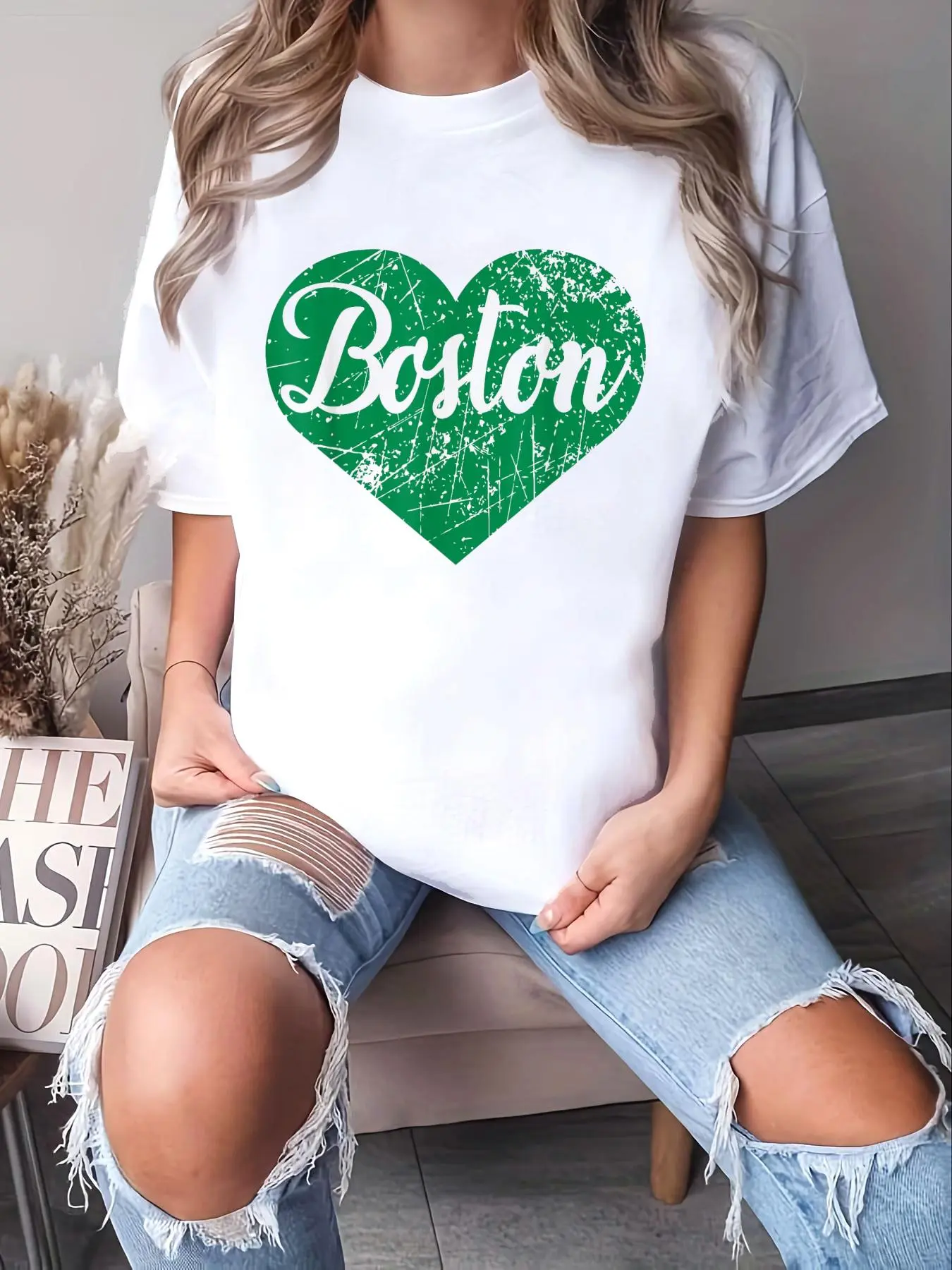 Women's 100% Cotton Chic Graphic Round Neck Short Sleeve Loose-Fitting Streetwear Top - Unisex Fit, Casual/Party Wear, All Seasons, Machine Washable, Do Not Bleach