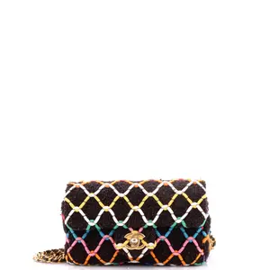 Pre-owned CHANEL Tweed Shoulder Bags Pearl Crush Flap Bag Quilted Mini by Rebag