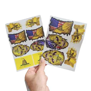 13 pack Gadsden Skull and Flag Decal Combo Pack - Don't Tread on Me Snake Flag Sticker American Flag Patriotic Design Reflective Eyes