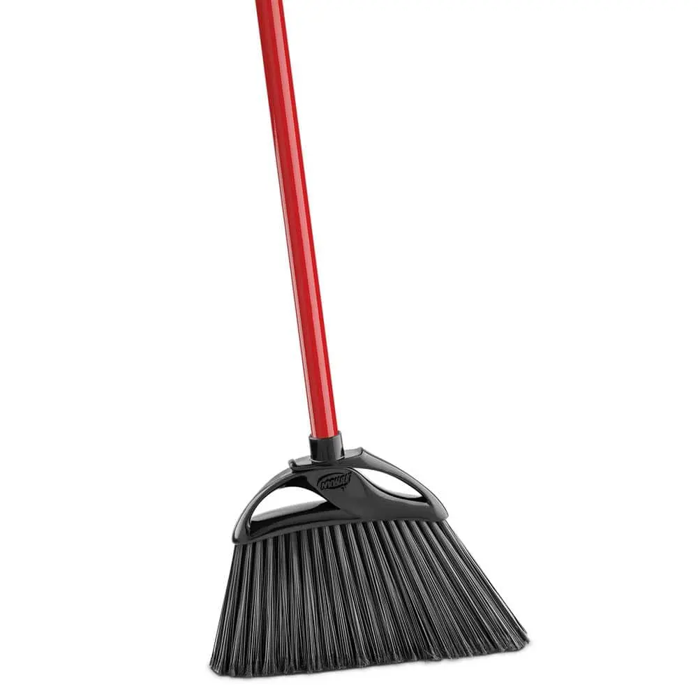 11 in. Durable Broom and Dustpan Set - Angled Head, Steel Handle with Hanger Hole, Patented Design, Recycled Eco-Friendly Fiber, Electrostatic-Coated Paint, Compatible Pan, Indoor-Outdoor Household Cleaning Tool
