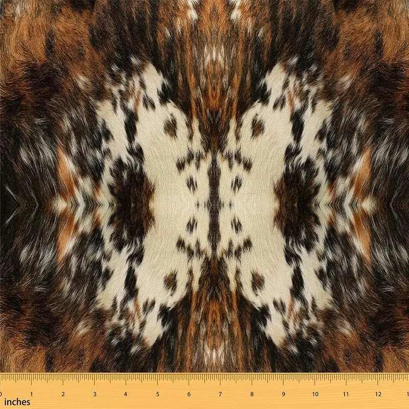Feelyou Durable Waterproof Cowhide Upholstery Fabric, 3 yds, Farmhouse Western Animal Skin Fabric for Upholstery & Home DIY Projects, Durable Fabric, Fabric Waterproof