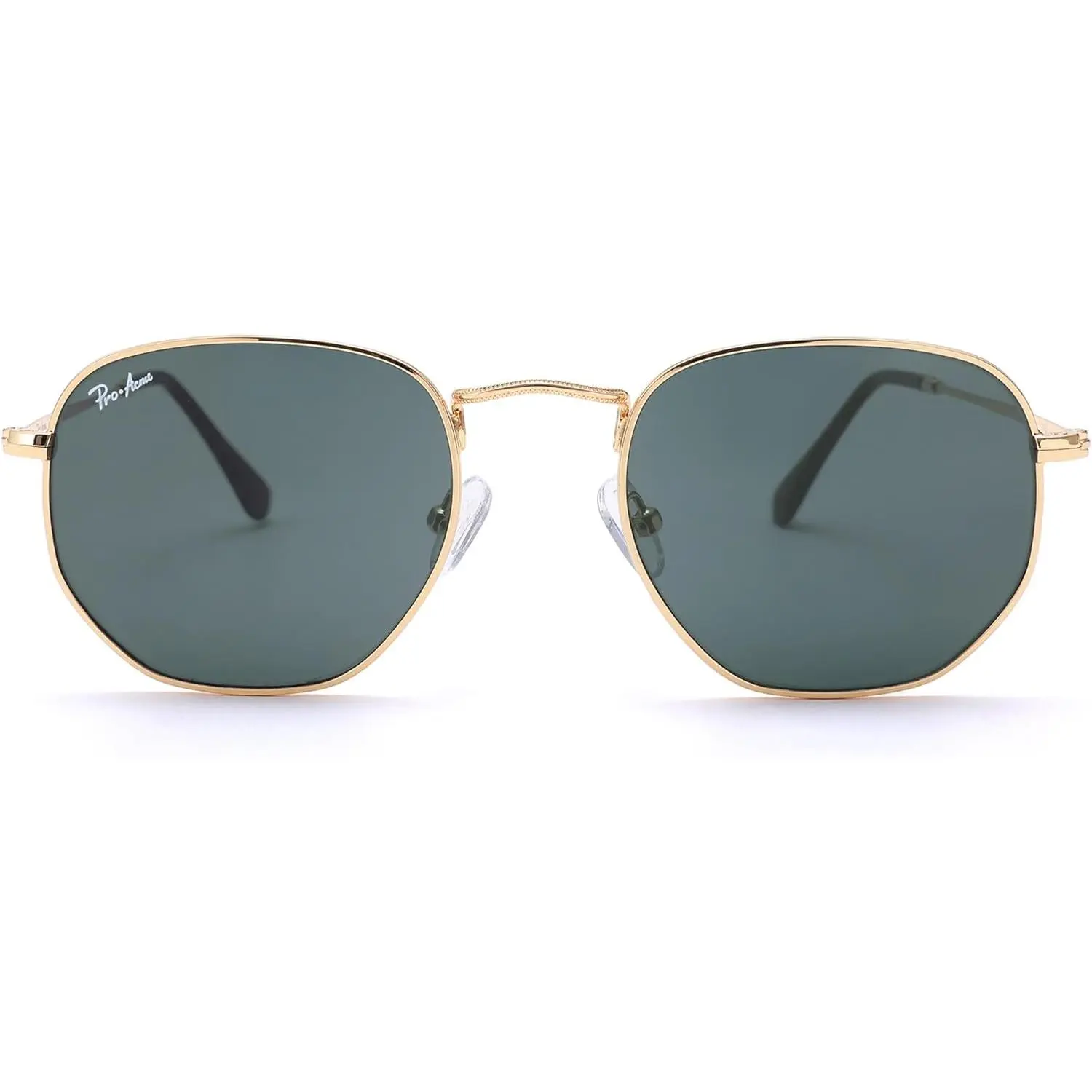 Pro Acme Retro Small Square Hexagonal Frame Sunglasses – Real Glass Lens, Trendy Unisex Fashion Shades