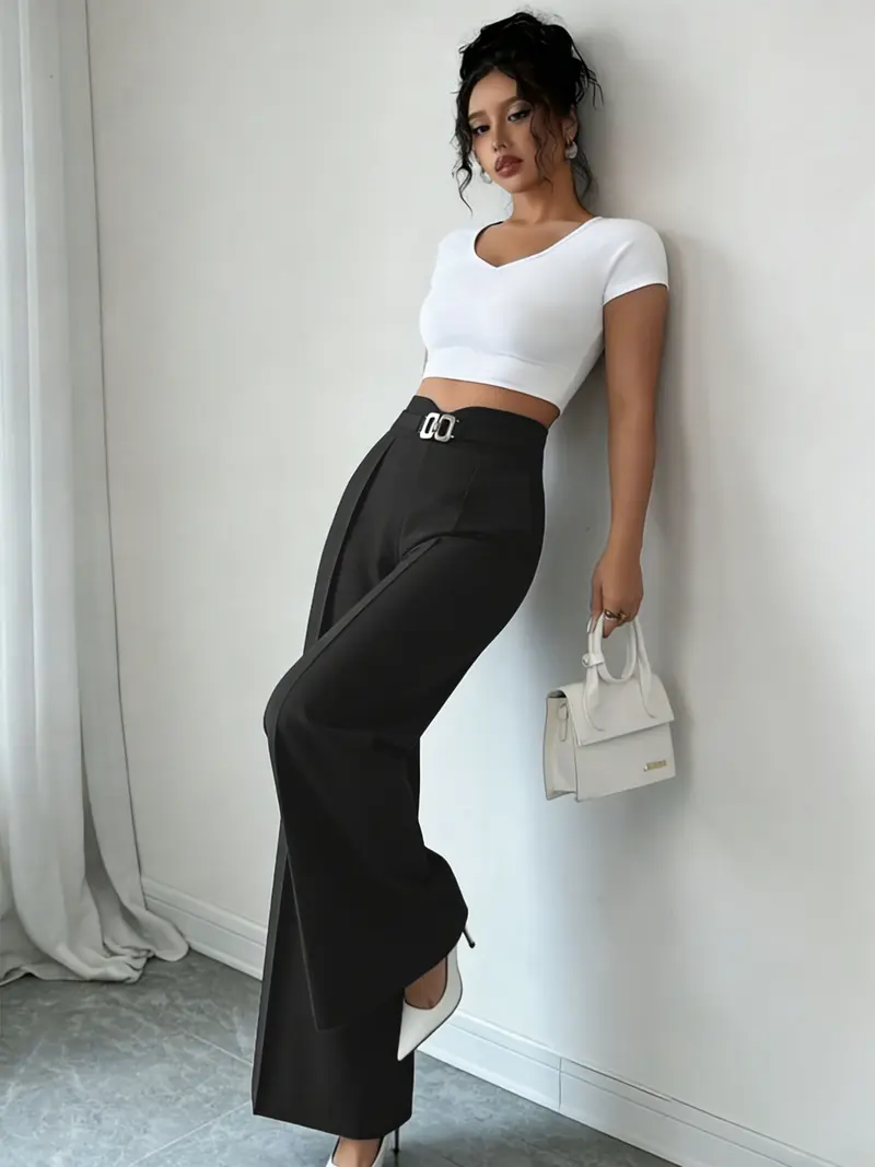 a line high waist dress High Rise Bootcut Trouser Pants Sculpt-Her™ Collection - Black Black
