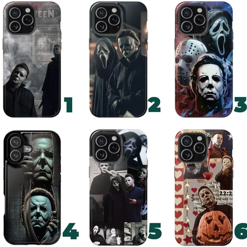 Michael Myers Horror Halloween Soft TPU Smartphone Case - Shockproof Protective Casing, Raised Edges, Camera Protection, Precise Cutouts for iPhone 17,16,15,14,13,12,11 & Samsung Galaxy Handheld Cellphone Models, Christmas Gift, Iphone 14 Plus