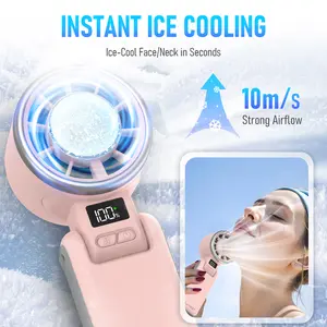 New Ice Cooling Handheld Turbo Fan Portable PlayHot Rechargeable Personal Fan 5 Speed 25550RPM Powerful for Travel Outdoor Camping Hiking Black