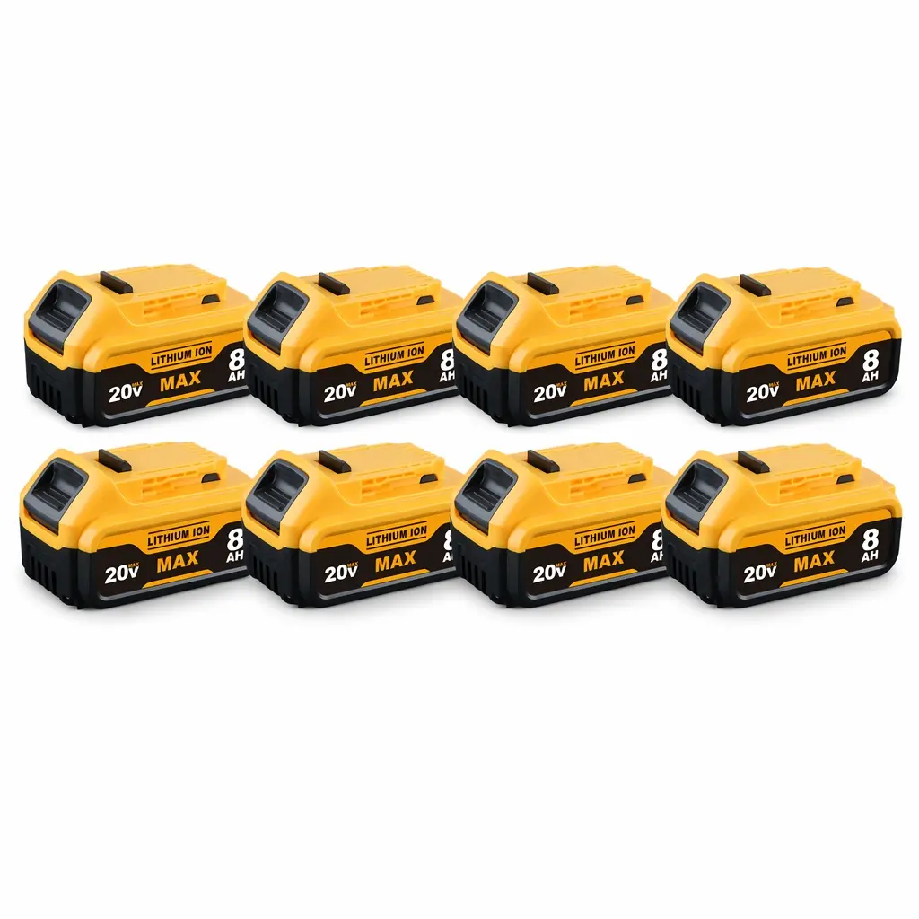 8-Pack 20V MAX 8.0Ah Lithium-Ion Replacement Batteries with Long Runtime, Rechargeable Packs Compatible with DeWalt DCB200 for Cordless Power Tools