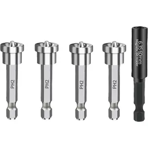 5 count Set Premium  Drywall Screw Setter PH2 Bits for Plasterboard Sheetrock Screw Hex Shank Positioning Bit Batch .